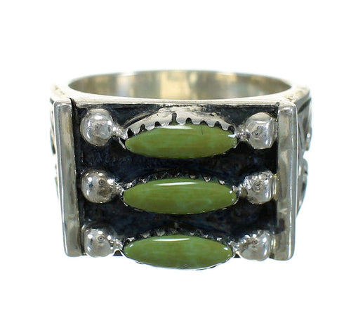 Genuine Sterling Silver Turquoise Needlepoint Water Wave Ring Size 5-3/4 FX90516